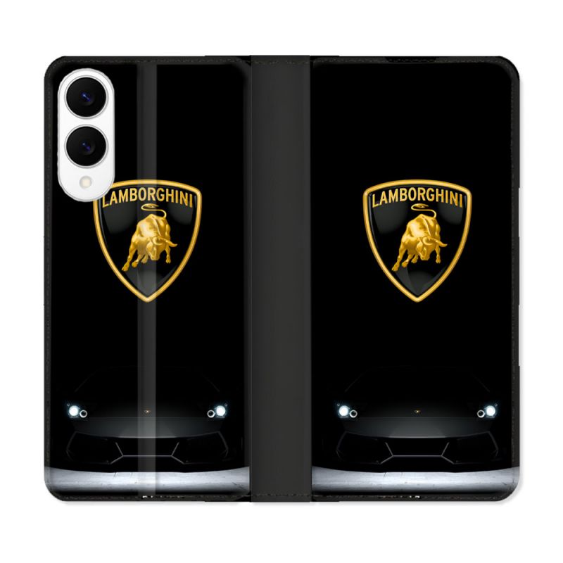 Housse Cuir Portefeuille Pour Samsung Galaxy S25 EDGE Lamborghini Noir