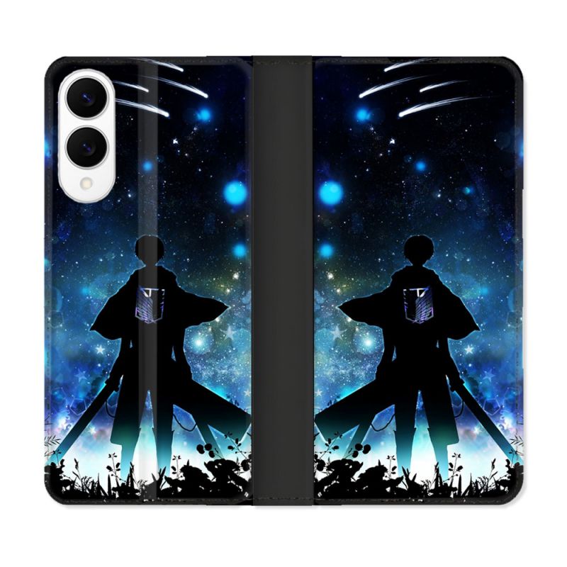 Housse Cuir Portefeuille Pour Samsung Galaxy S25 EDGE Manga Attaque Titans Levi