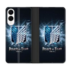 Housse Cuir Portefeuille Pour Samsung Galaxy S25 EDGE Manga Attaque Titans Noir