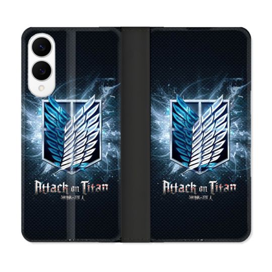 Housse Cuir Portefeuille Pour Samsung Galaxy S25 EDGE Manga Attaque Titans Noir