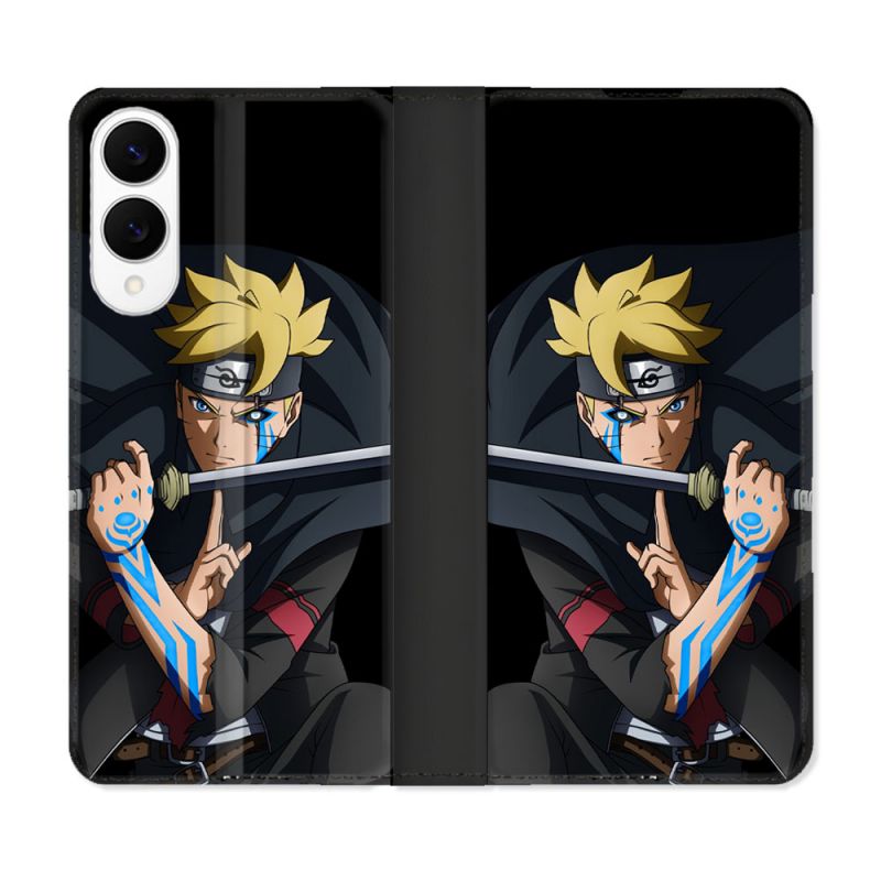 Housse Cuir Portefeuille Pour Samsung Galaxy S25 EDGE Manga Boruto Tatouage