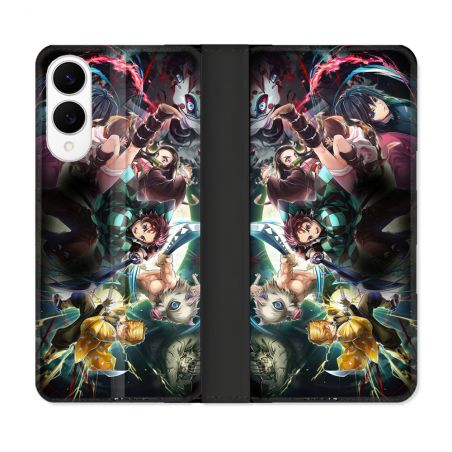 Housse Cuir Portefeuille Pour Samsung Galaxy S25 EDGE Manga Demon Slayer Groupe