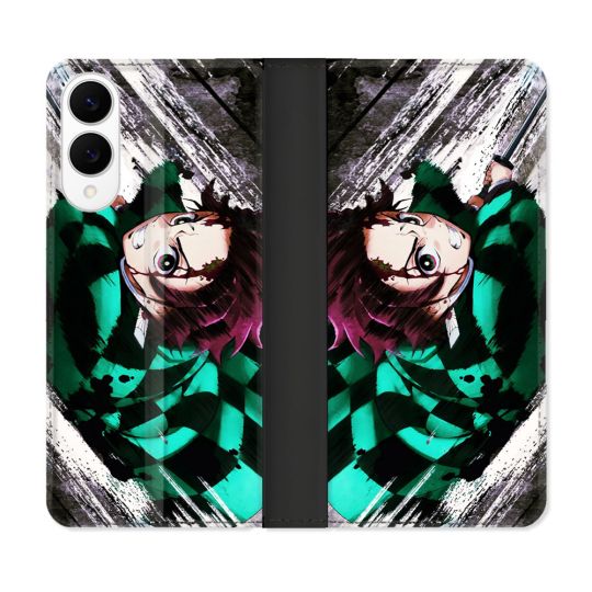 Housse Cuir Portefeuille Pour Samsung Galaxy S25 EDGE Manga Demon Slayer Tanjiro