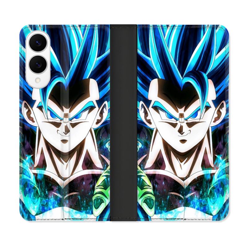 Housse Cuir Portefeuille Pour Samsung Galaxy S25 EDGE Manga Dragon Ball Gogeta Visage