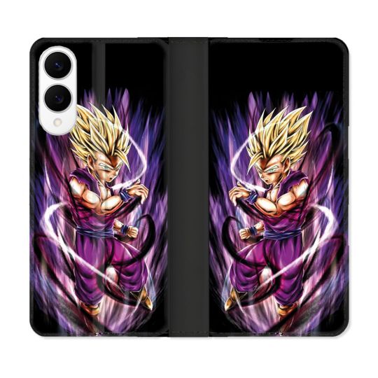 Housse Cuir Portefeuille Pour Samsung Galaxy S25 EDGE Manga Dragon Ball Sangohan Violet