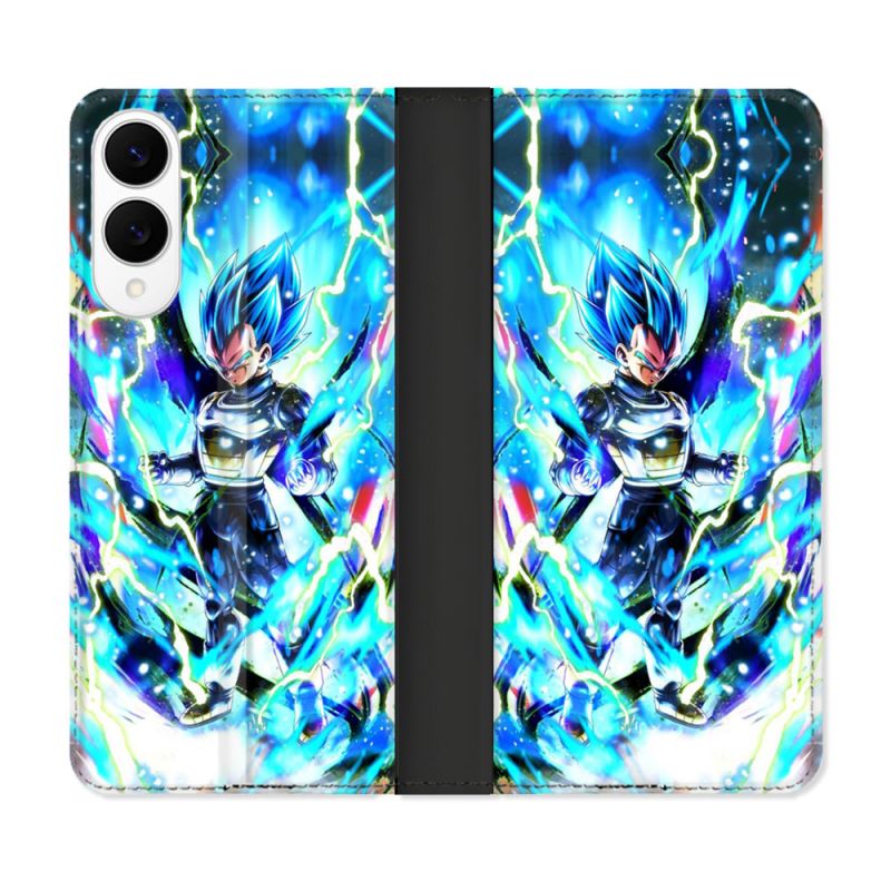 Housse Cuir Portefeuille Pour Samsung Galaxy S25 EDGE Manga Dragon Ball Vegeta Bleu