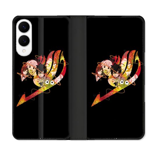 Housse Cuir Portefeuille Pour Samsung Galaxy S25 EDGE Manga Fairy Tail Logo Noir