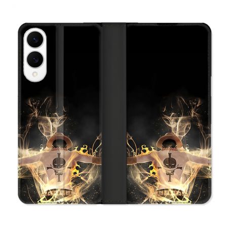 Housse Cuir Portefeuille Pour Samsung Galaxy S25 EDGE Manga One Piece Ace Noir