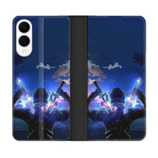 Housse Cuir Portefeuille Pour Samsung Galaxy S25 EDGE Manga SAO sword Art Online Epee