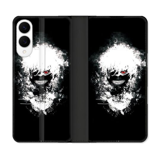 Housse Cuir Portefeuille Pour Samsung Galaxy S25 EDGE Manga Tokyo Ghoul Kaneki Tag