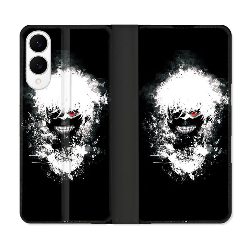 Housse Cuir Portefeuille Pour Samsung Galaxy S25 EDGE Manga Tokyo Ghoul Kaneki Tag