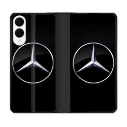 Housse Cuir Portefeuille Pour Samsung Galaxy S25 EDGE Mercedes Carbone