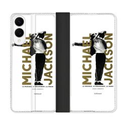 Housse Cuir Portefeuille Pour Samsung Galaxy S25 EDGE Michael Jackson Blanc