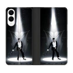 Housse Cuir Portefeuille Pour Samsung Galaxy S25 EDGE Michael Jackson Noir