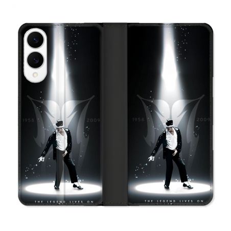 Housse Cuir Portefeuille Pour Samsung Galaxy S25 EDGE Michael Jackson Noir