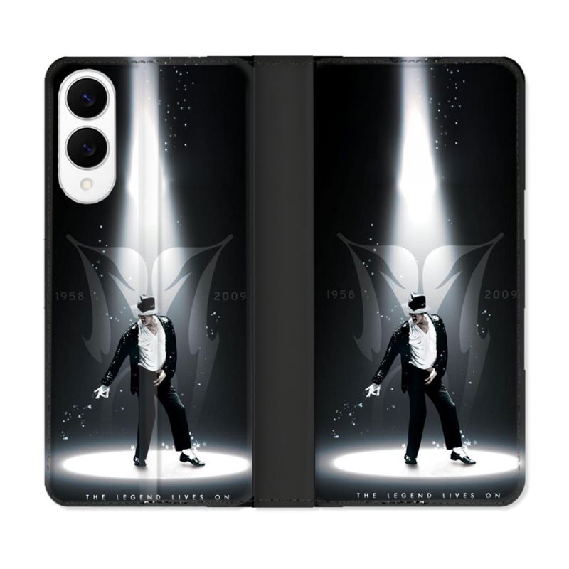 Housse Cuir Portefeuille Pour Samsung Galaxy S25 EDGE Michael Jackson Noir