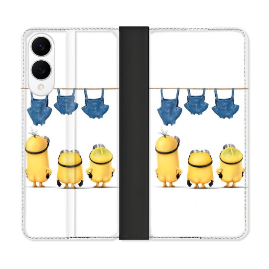 Housse Cuir Portefeuille Pour Samsung Galaxy S25 EDGE Minions Nus