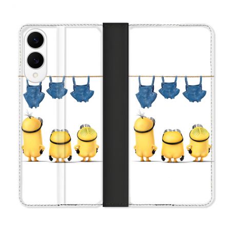 Housse Cuir Portefeuille Pour Samsung Galaxy S25 EDGE Minions Nus