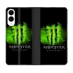Housse Cuir Portefeuille Pour Samsung Galaxy S25 EDGE Monster Energy Vert