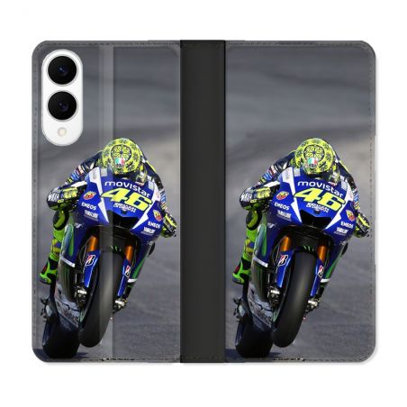 Housse Cuir Portefeuille Pour Samsung Galaxy S25 EDGE Moto Course GP Wheeling 46