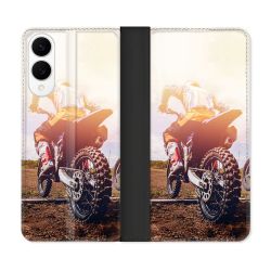 Housse Cuir Portefeuille Pour Samsung Galaxy S25 EDGE Moto Cross Soleil