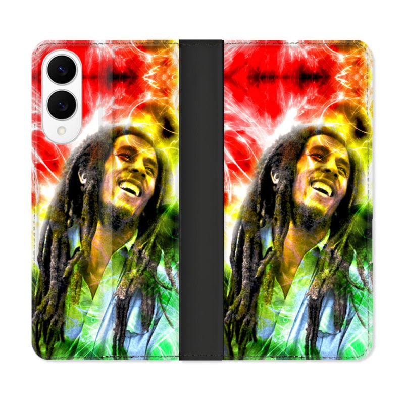 Housse Cuir Portefeuille Pour Samsung Galaxy S25 EDGE Musique Bob Marley Color