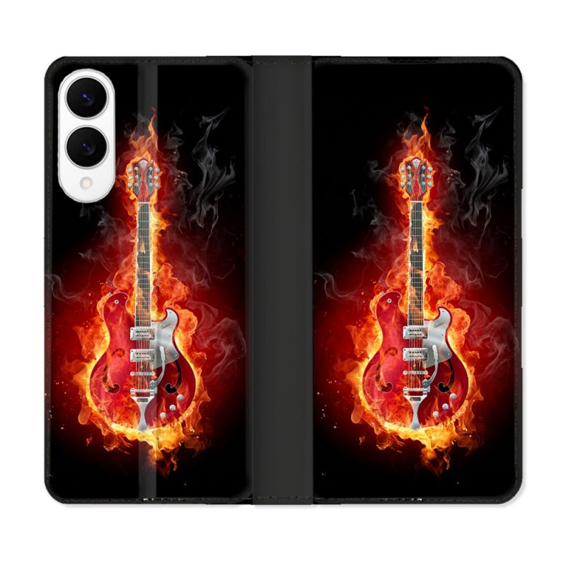Housse Cuir Portefeuille Pour Samsung Galaxy S25 EDGE Musique Guitare Electrique