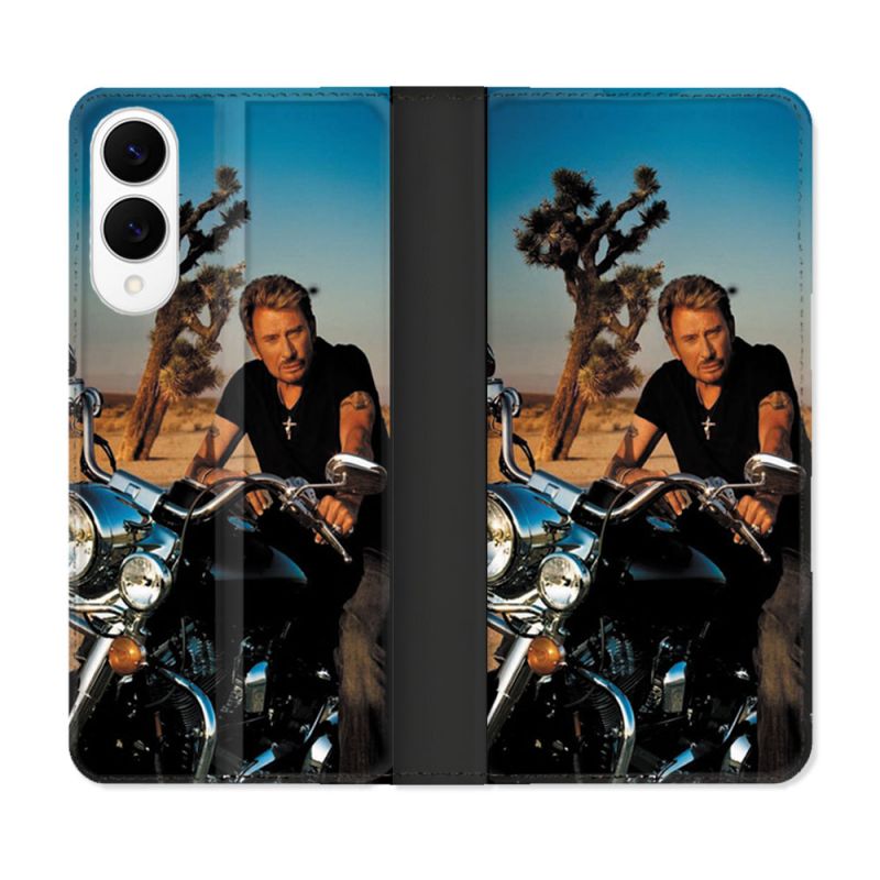 Housse Cuir Portefeuille Pour Samsung Galaxy S25 EDGE Musique Johnny Hallyday Moto