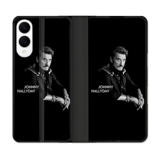 Housse Cuir Portefeuille Pour Samsung Galaxy S25 EDGE Musique Johnny Hallyday Noir