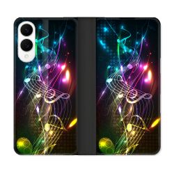 Housse Cuir Portefeuille Pour Samsung Galaxy S25 EDGE Musique Partition Multicolore