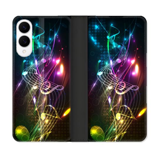 Housse Cuir Portefeuille Pour Samsung Galaxy S25 EDGE Musique Partition Multicolore