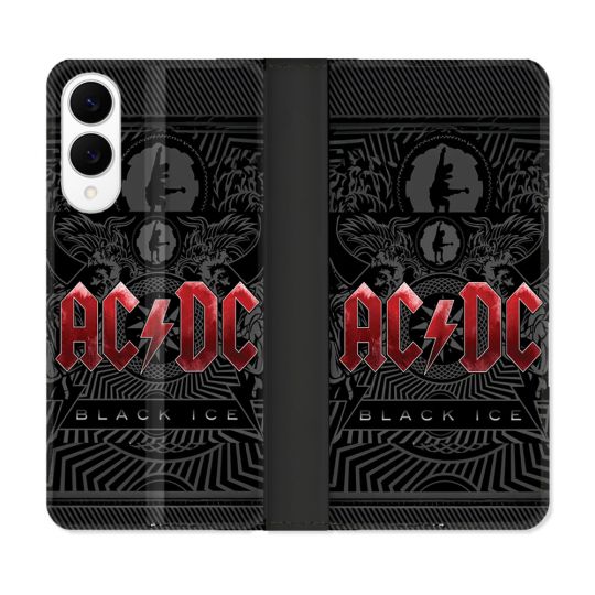 Housse Cuir Portefeuille Pour Samsung Galaxy S25 EDGE Musique Rock ACDC Rouge