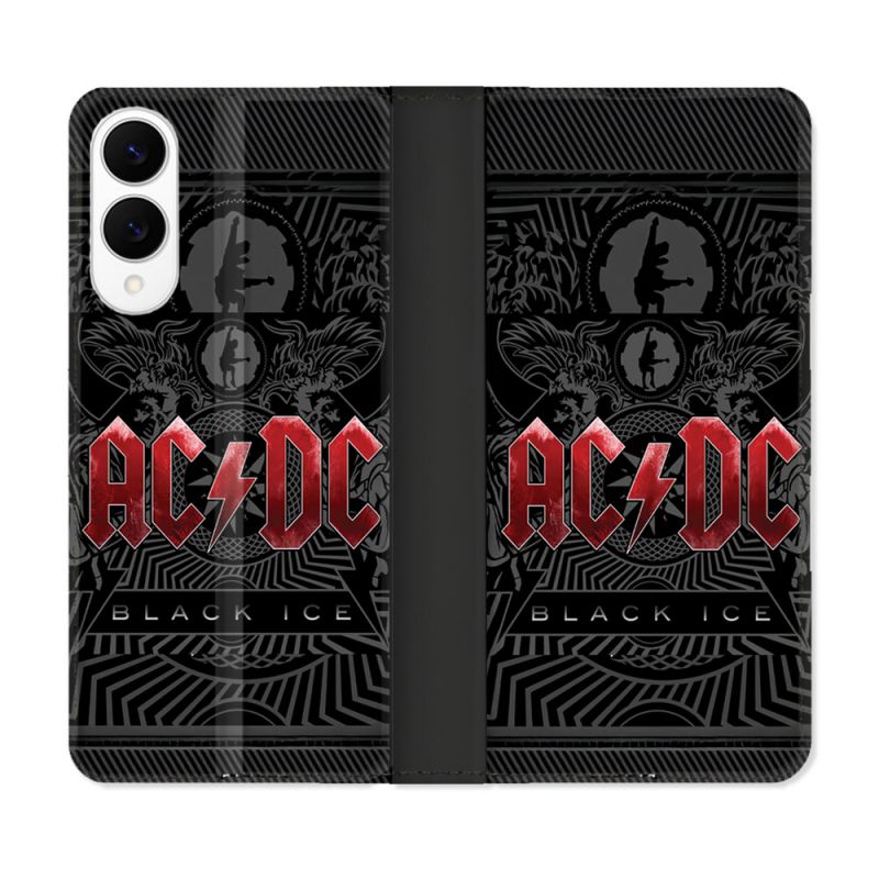 Housse Cuir Portefeuille Pour Samsung Galaxy S25 EDGE Musique Rock ACDC Rouge