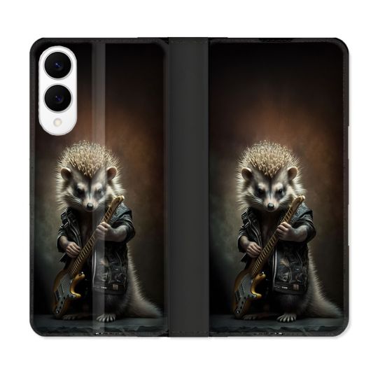 Housse Cuir Portefeuille Pour Samsung Galaxy S25 EDGE Musique Rock Herisson