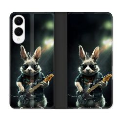 Housse Cuir Portefeuille Pour Samsung Galaxy S25 EDGE Musique Rock Lapin