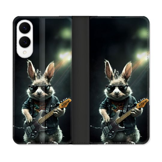 Housse Cuir Portefeuille Pour Samsung Galaxy S25 EDGE Musique Rock Lapin