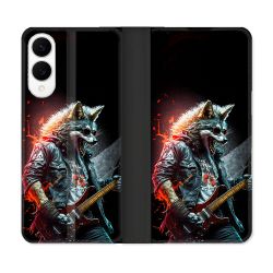 Housse Cuir Portefeuille Pour Samsung Galaxy S25 EDGE Musique Rock Loup