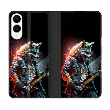 Housse Cuir Portefeuille Pour Samsung Galaxy S25 EDGE Musique Rock Loup