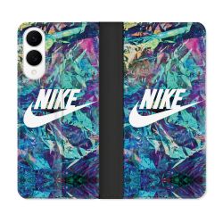 Housse Cuir Portefeuille Pour Samsung Galaxy S25 EDGE Nike Turquoise