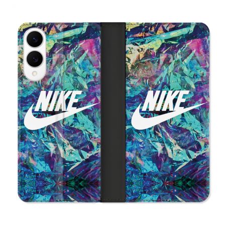 Housse Cuir Portefeuille Pour Samsung Galaxy S25 EDGE Nike Turquoise