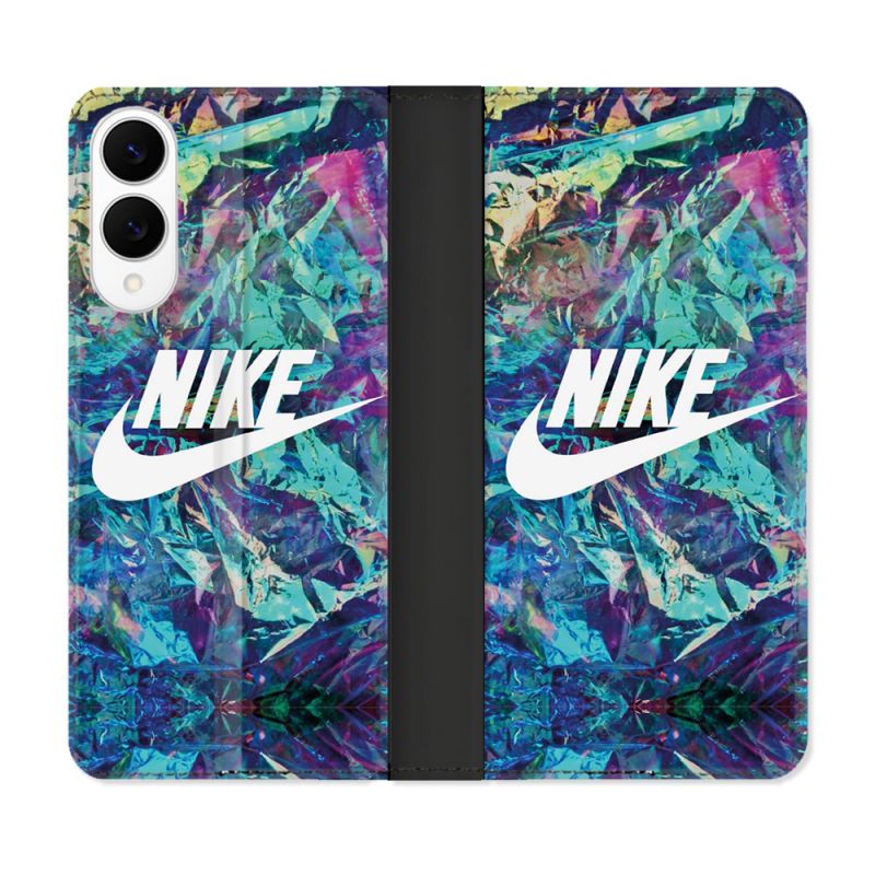 Housse Cuir Portefeuille Pour Samsung Galaxy S25 EDGE Nike Turquoise