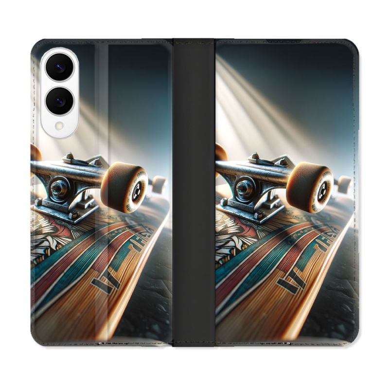 Housse Cuir Portefeuille Pour Samsung Galaxy S25 EDGE Planche Skate