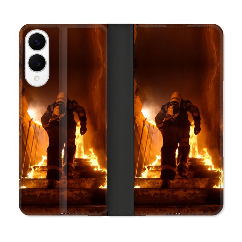 Housse Cuir Portefeuille Pour Samsung Galaxy S25 EDGE Pompier Escalier