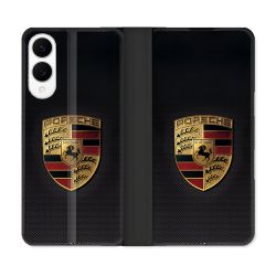 Housse Cuir Portefeuille Pour Samsung Galaxy S25 EDGE Porsche Carbone