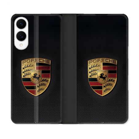Housse Cuir Portefeuille Pour Samsung Galaxy S25 EDGE Porsche Carbone