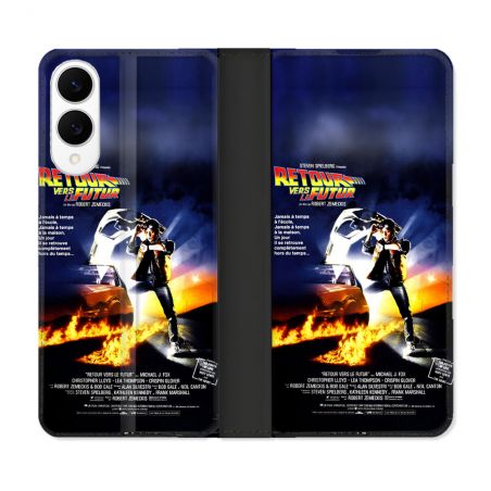 Housse Cuir Portefeuille Pour Samsung Galaxy S25 EDGE Retour Vers Le Futur Affiche