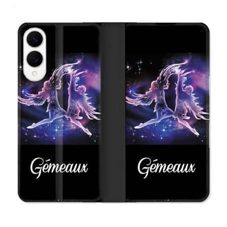 Housse Cuir Portefeuille Pour Samsung Galaxy S25 EDGE Signe Zodiaque 2 Gémeaux
