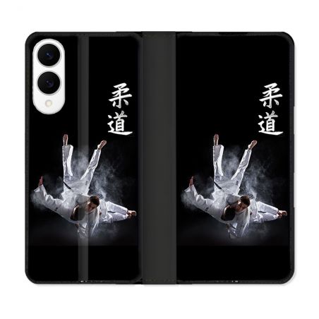 Housse Cuir Portefeuille Pour Samsung Galaxy S25 EDGE Sport Judo Noir