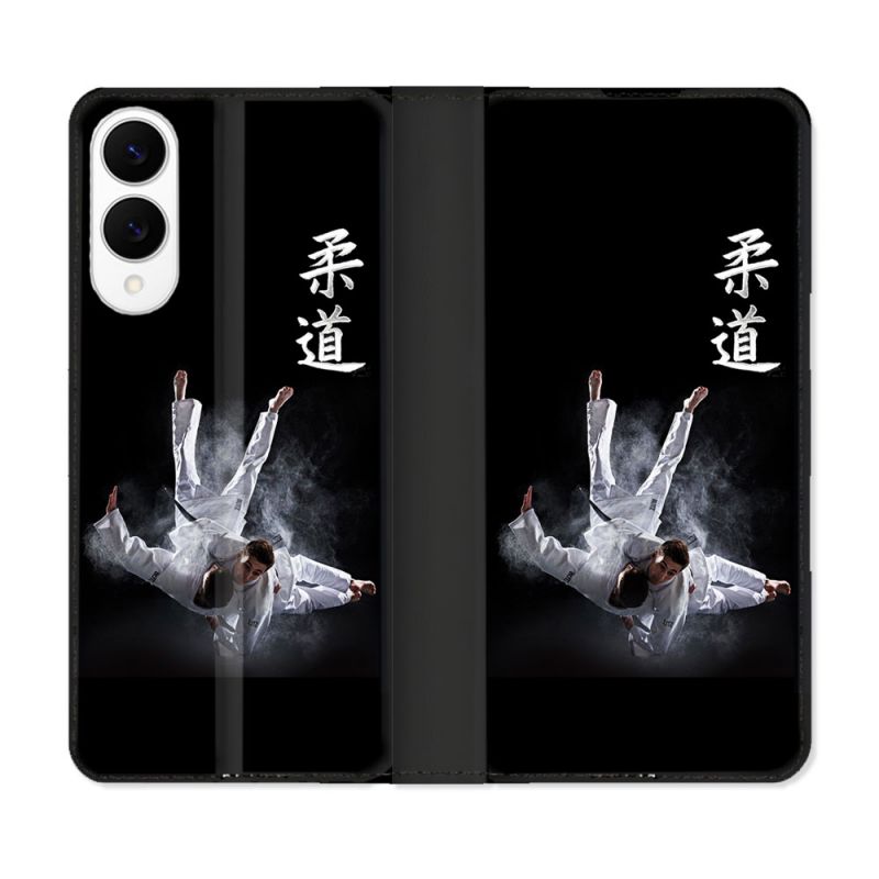 Housse Cuir Portefeuille Pour Samsung Galaxy S25 EDGE Sport Judo Noir
