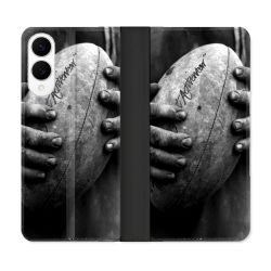 Housse Cuir Portefeuille Pour Samsung Galaxy S25 EDGE Sport Rugby Ballon Vintage